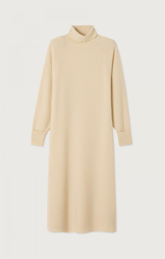 女士高领长直筒连衣裙