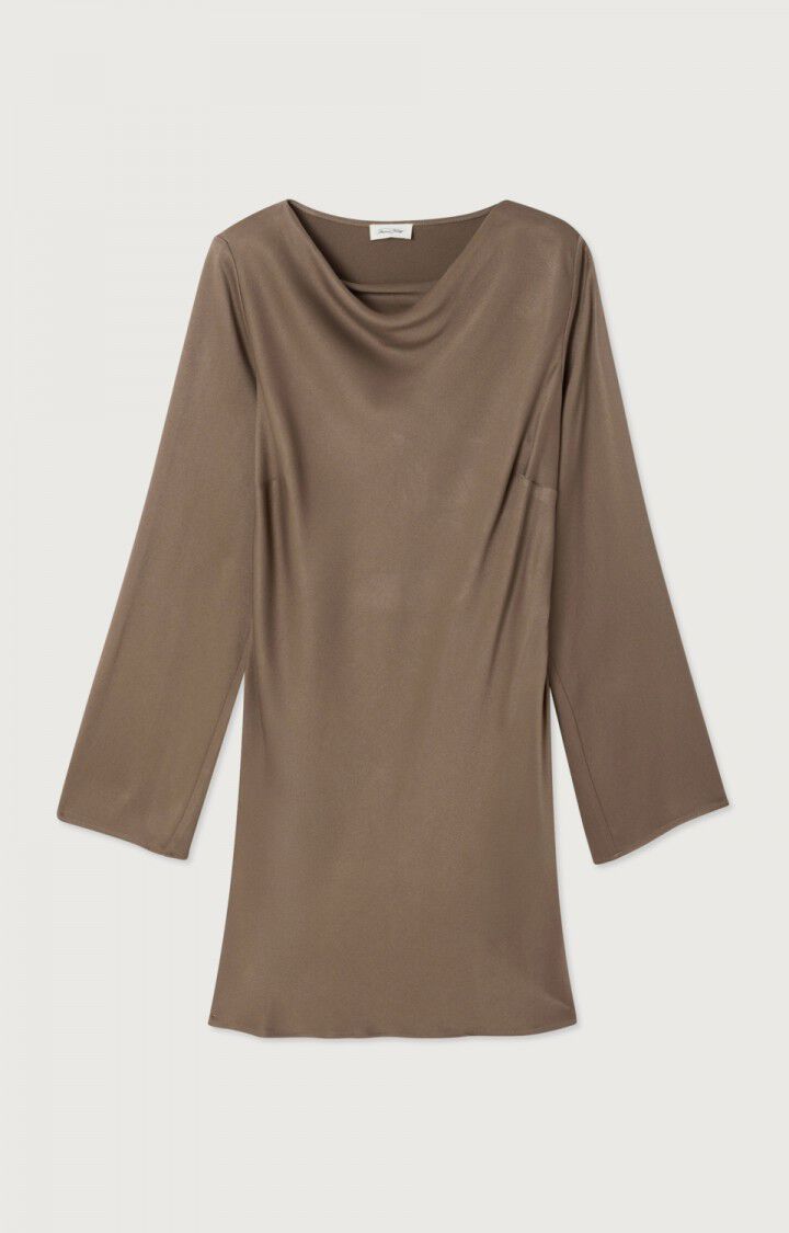 女士短款修身连衣裙，配有围脖领