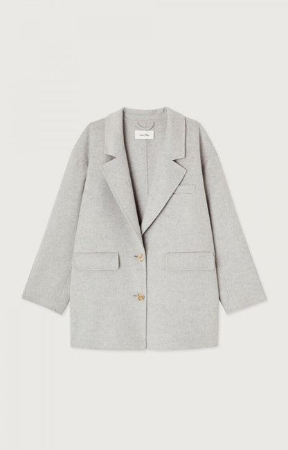 女士宽松短款西装领长袖大衣