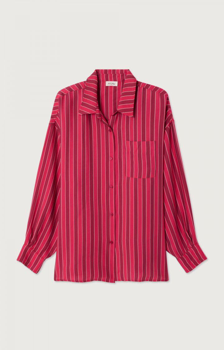 女士长款宽松纽扣领印花衬衫