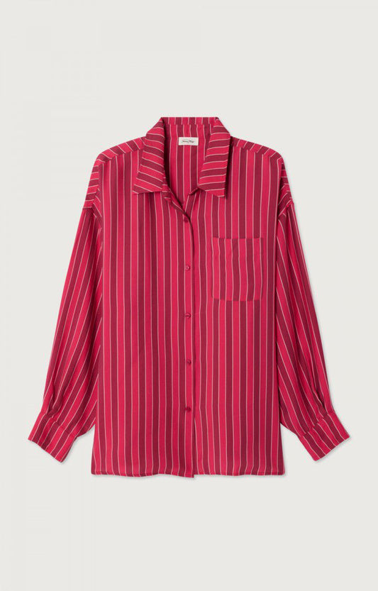 女士长款宽松纽扣领印花衬衫