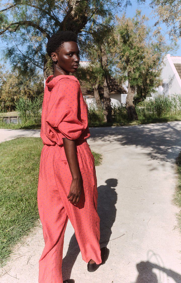 女士低腰宽长条纹印花裤