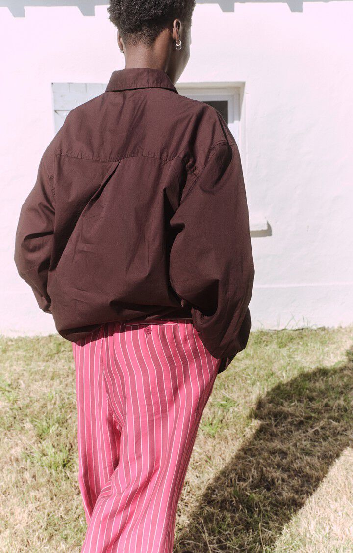 女士低腰宽长条纹印花裤