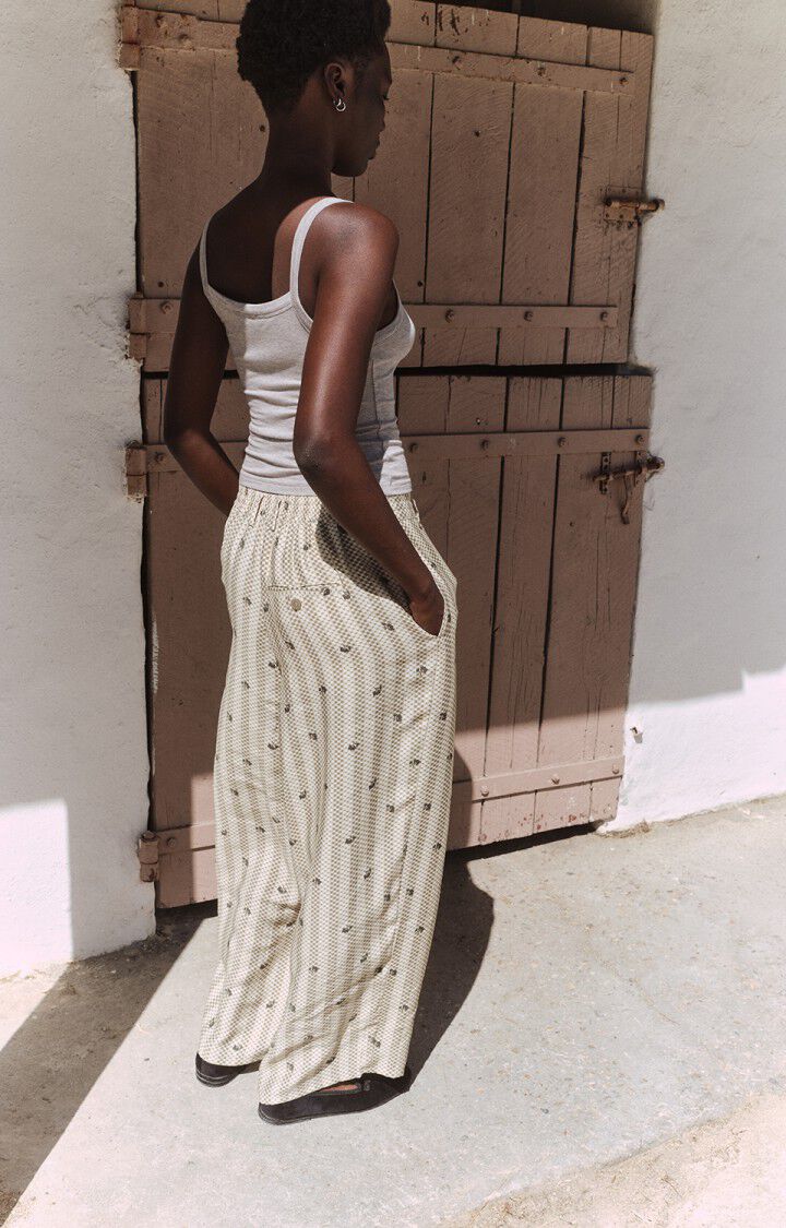 女士低腰宽长条纹印花裤