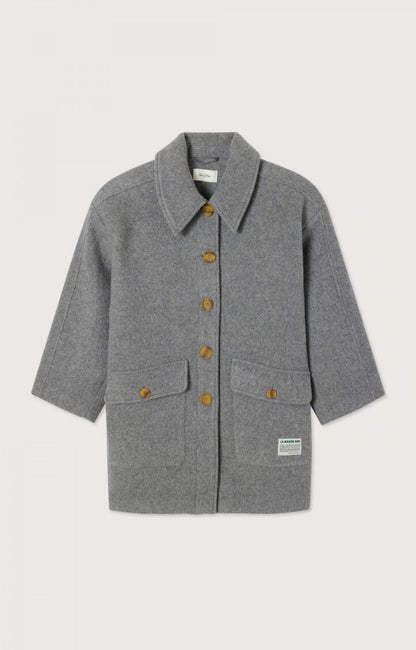 女士宽松中长款纽扣大衣