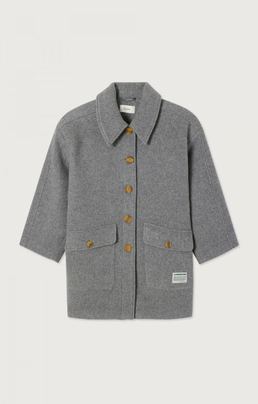 女士宽松中长款纽扣大衣