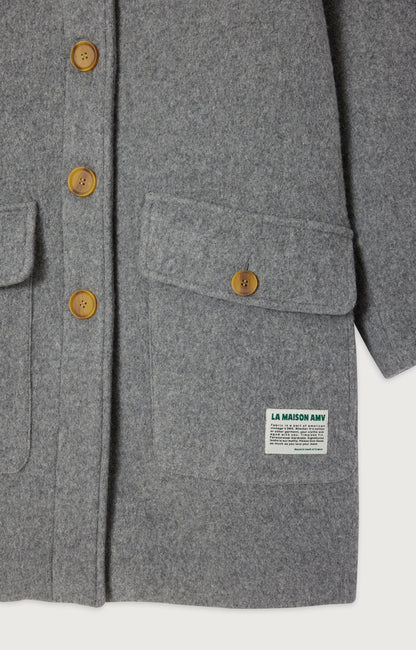 女士宽松中长款纽扣大衣