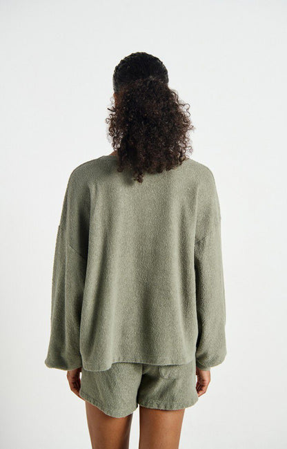 SWEAT DROIT ML COL ROND