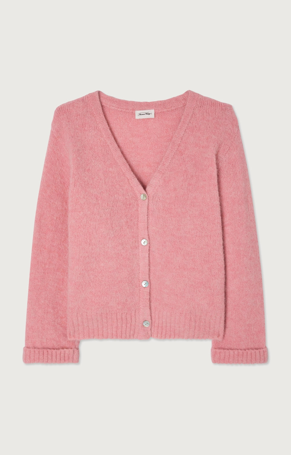 GILET COURT DROIT ML COL V BOUTONNE