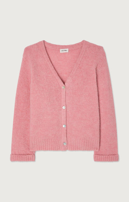 GILET COURT DROIT ML COL V BOUTONNE