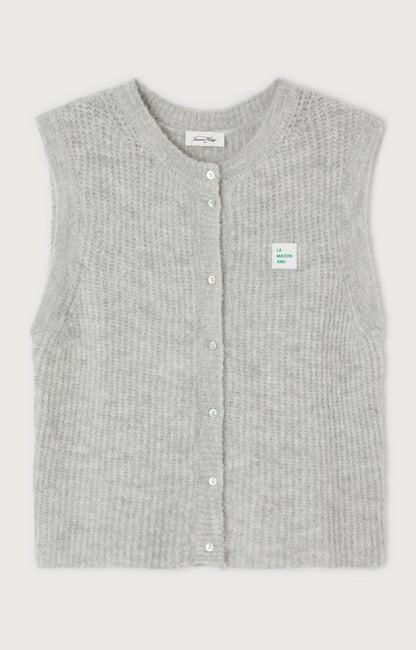 GILET COURT SM COL ROND BOUTONNE