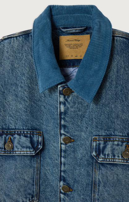 VESTE MI-LONGUE DROITE ML COL CHEMISE BOUTONNEE