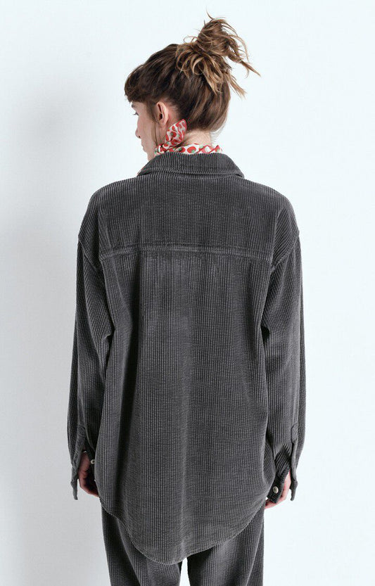 CHEMISE LONGUE AMPLE ML COL BOUTONNE