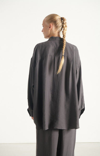 CHEMISE LONGUE AMPLE ML COL BOUTONNE
