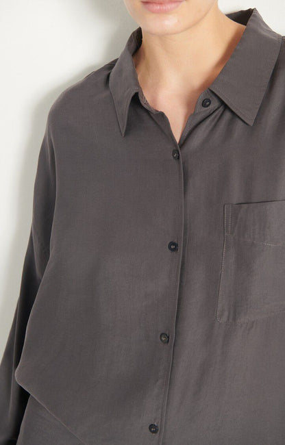 CHEMISE LONGUE AMPLE ML COL BOUTONNE