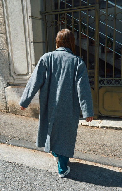 MANTEAU LONG AMPLE ML COL BLAZER BOUTONNE