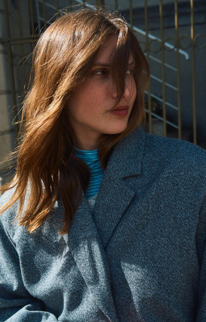 MANTEAU LONG AMPLE ML COL BLAZER BOUTONNE