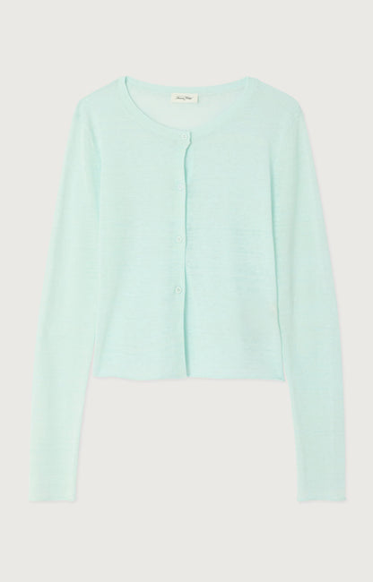 GILET COURT ML COL ROND BOUTONNE