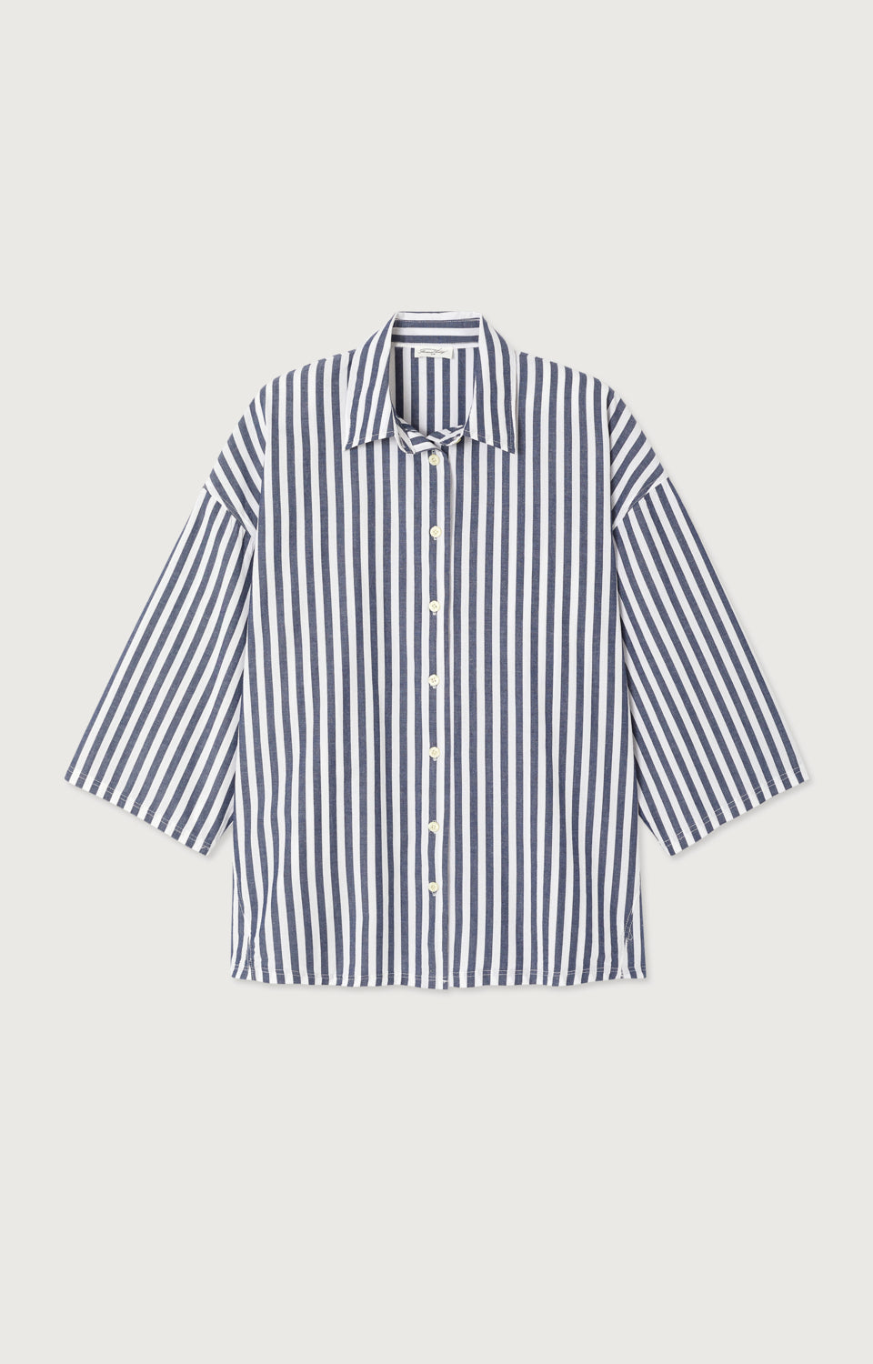 CHEMISE LONGUE AMPLE MANCHES 7/8 COL BOUTONNE RAYE