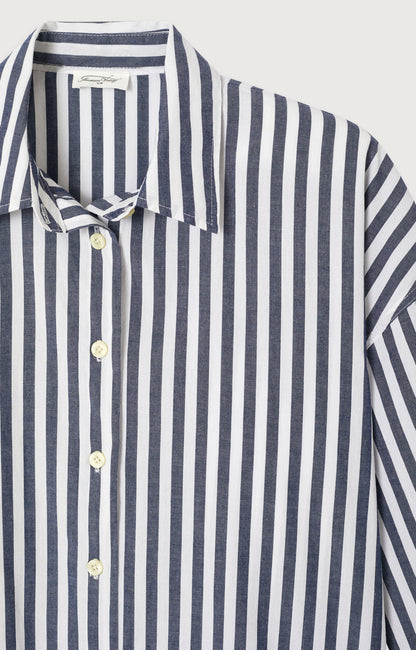 CHEMISE LONGUE AMPLE MANCHES 7/8 COL BOUTONNE RAYE
