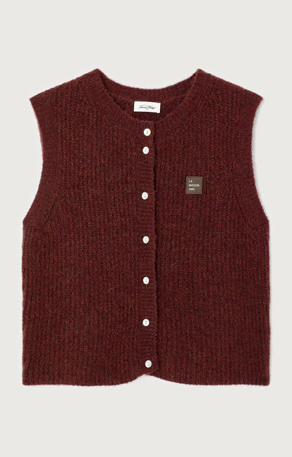 GILET COURT SM COL ROND BOUTONNE