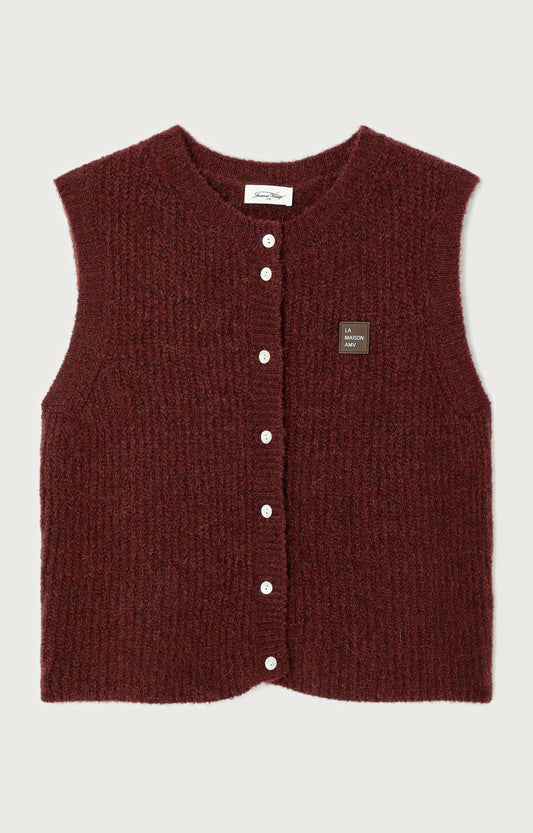 GILET COURT SM COL ROND BOUTONNE