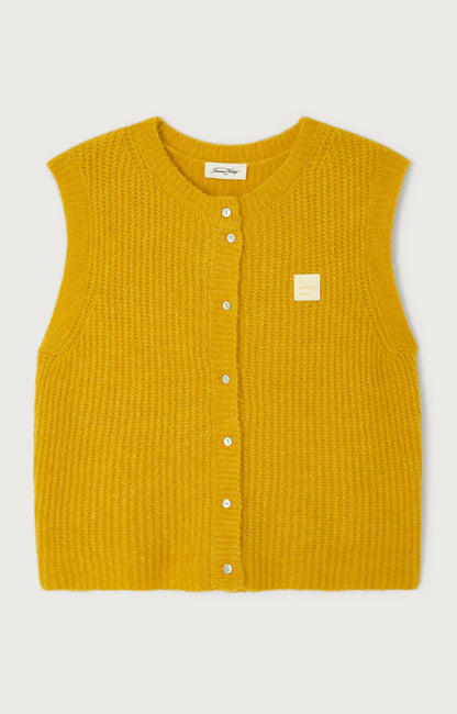 GILET COURT SM COL ROND BOUTONNE