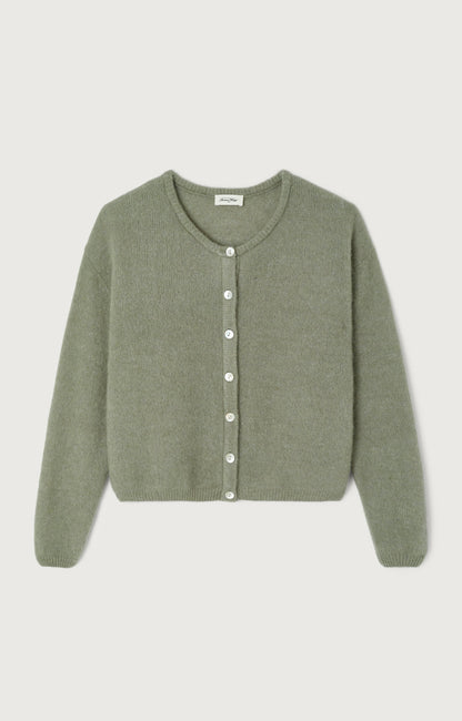 GILET COURT ML COL ROND BOUTONNE