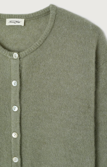 GILET COURT ML COL ROND BOUTONNE
