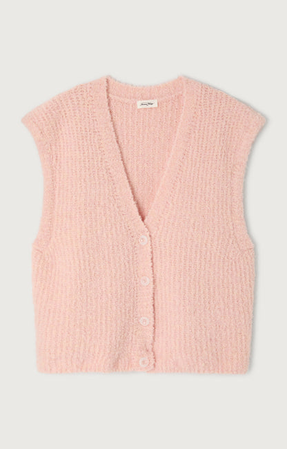 GILET MI LONG SM COL V BOUTONNE