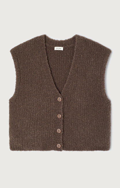 GILET MI LONG SM COL V BOUTONNE