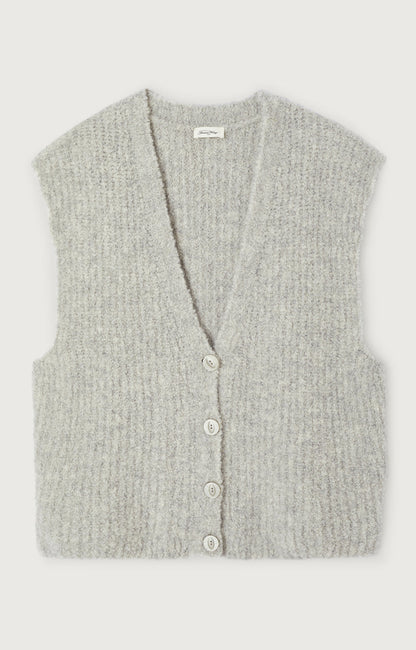 GILET MI LONG SM COL V BOUTONNE