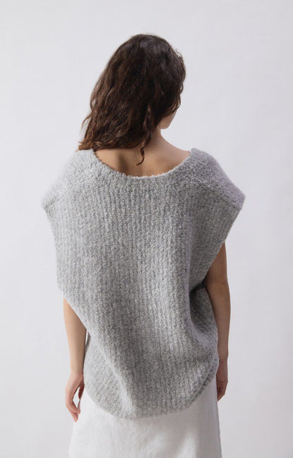 GILET MI LONG SM COL V BOUTONNE