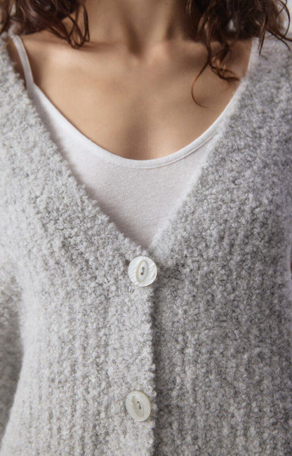 GILET MI LONG SM COL V BOUTONNE