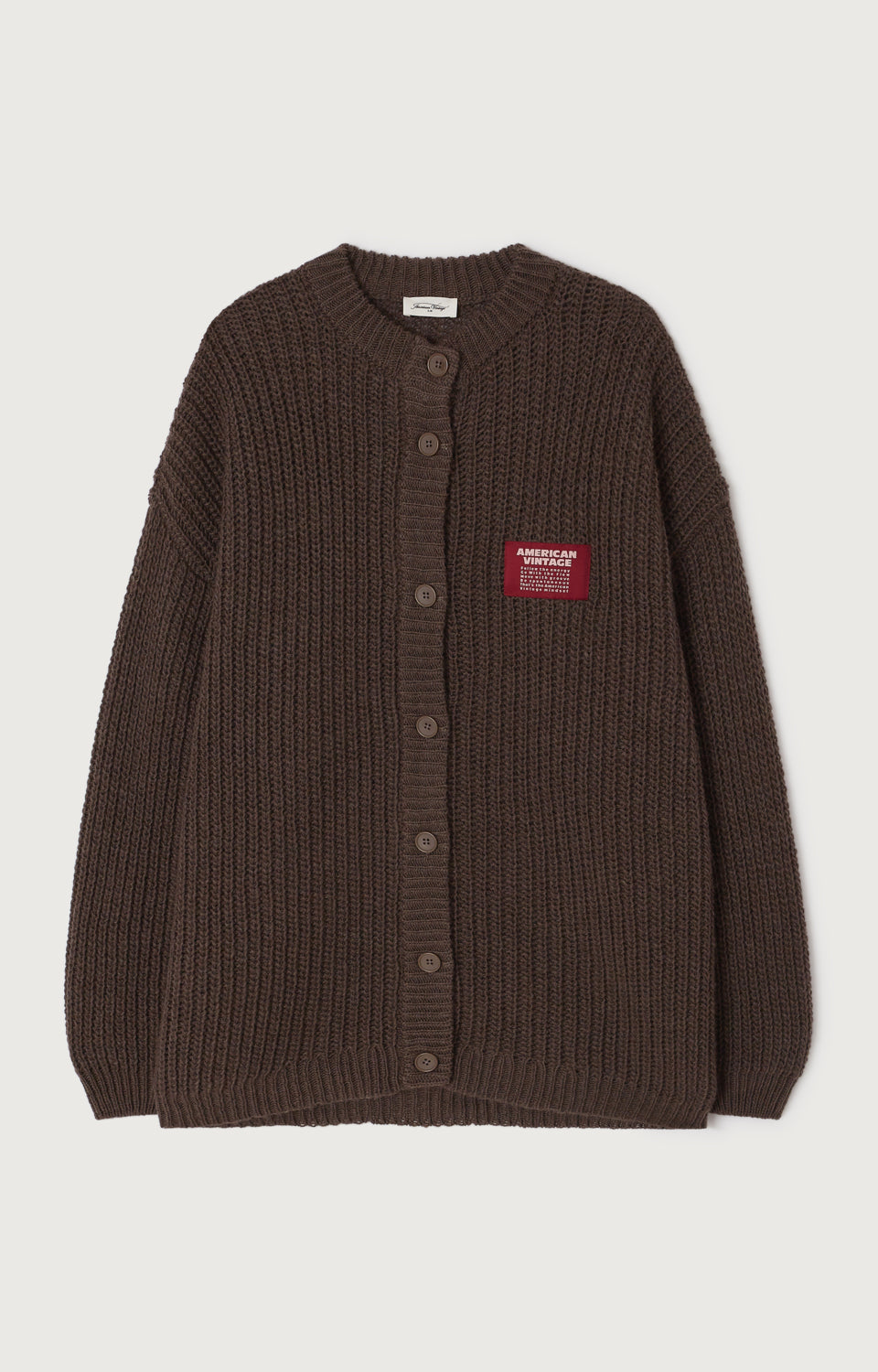 GILET MI-LONG BOULE ML COL ROND BOUTONNE
