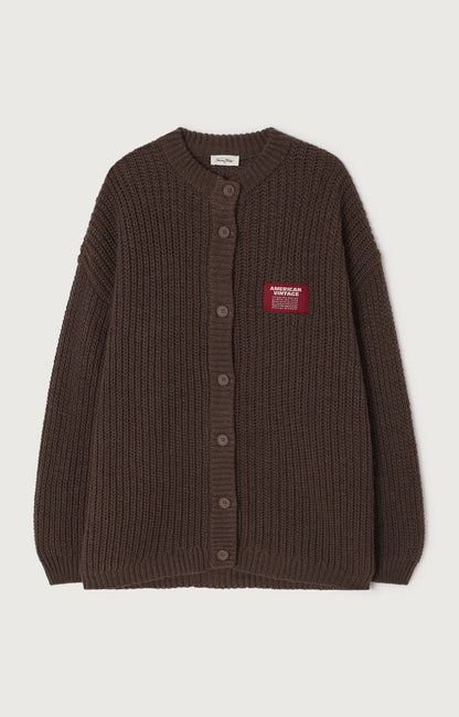 GILET MI-LONG BOULE ML COL ROND BOUTONNE