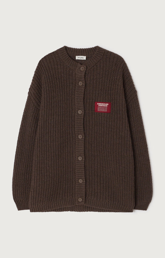 GILET MI-LONG BOULE ML COL ROND BOUTONNE