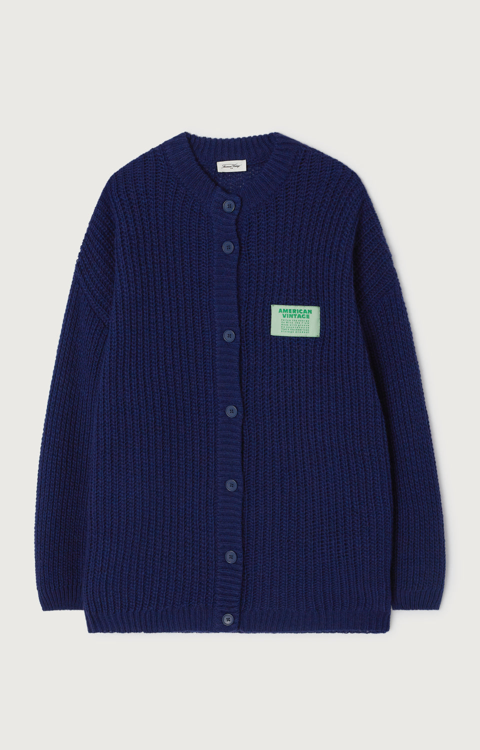 GILET MI-LONG BOULE ML COL ROND BOUTONNE