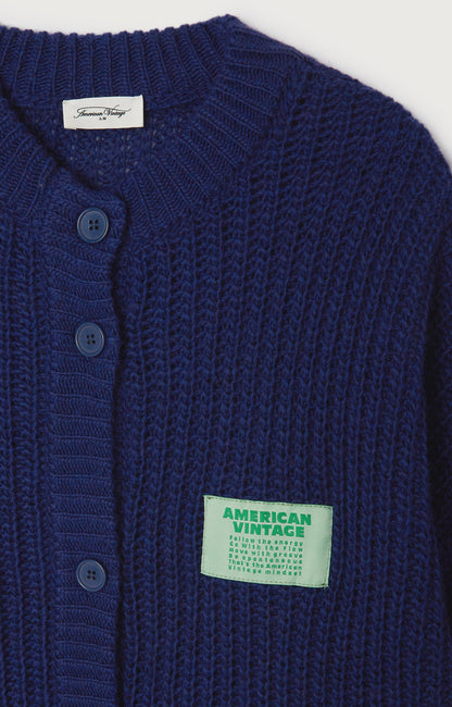 GILET MI-LONG BOULE ML COL ROND BOUTONNE