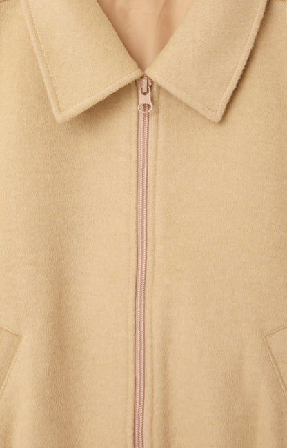 VESTE MI-LONG BOULE ML COL CHEMISE ZIPPEE