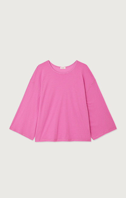 T-SHIRT AMPLE ML COL ROND RAYE