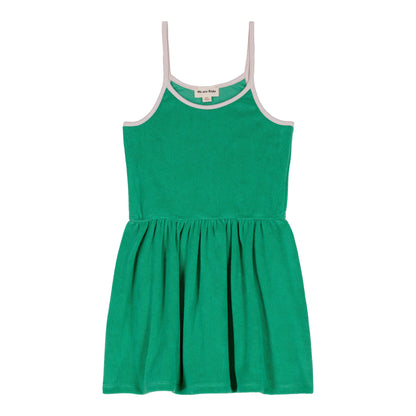 女童绿色吊带连衣裙