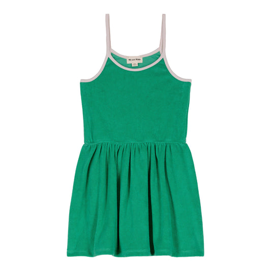 女童绿色吊带连衣裙