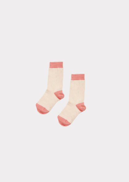 女童粉色斑点针织袜