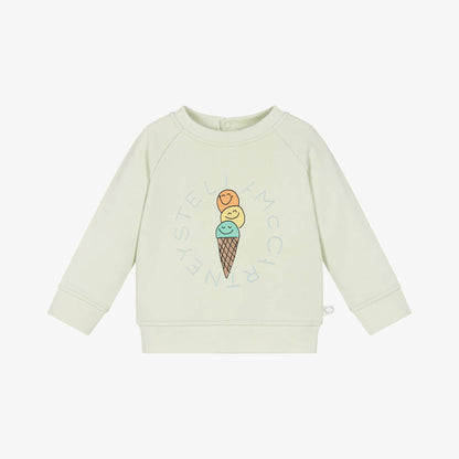 婴儿浅绿色冰淇淋印花棉卫衣
