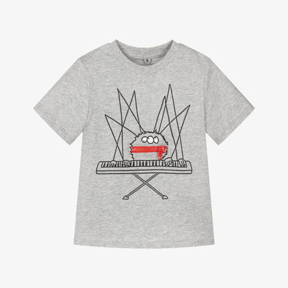 男童灰色蜘蛛图案棉T恤