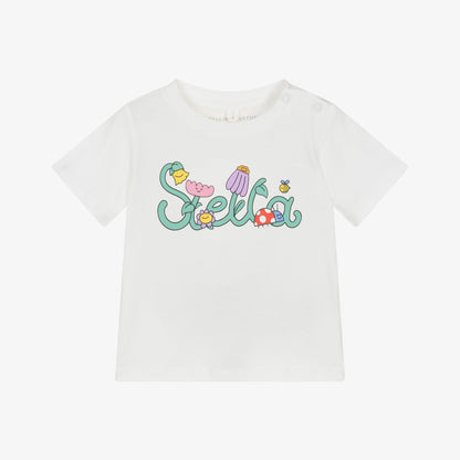 女婴白色印花棉T恤