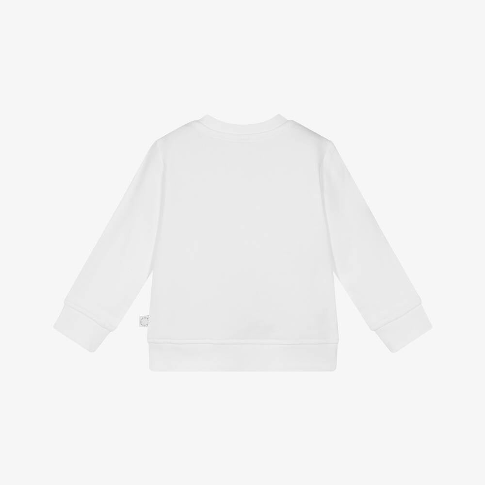 婴儿白色Logo棉卫衣