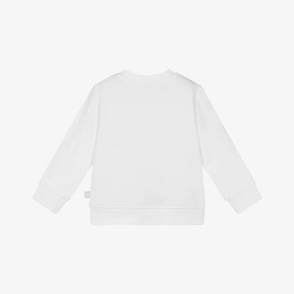 婴儿白色Logo棉卫衣