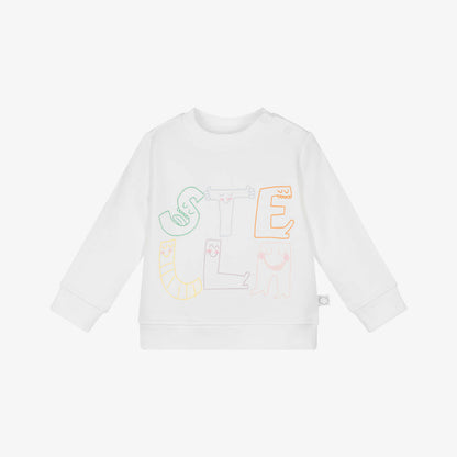 婴儿白色Logo棉卫衣